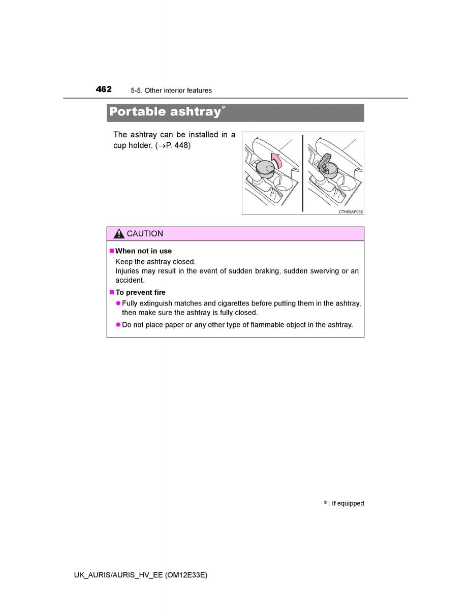 Toyota Auris II 2 owners manual / page 462