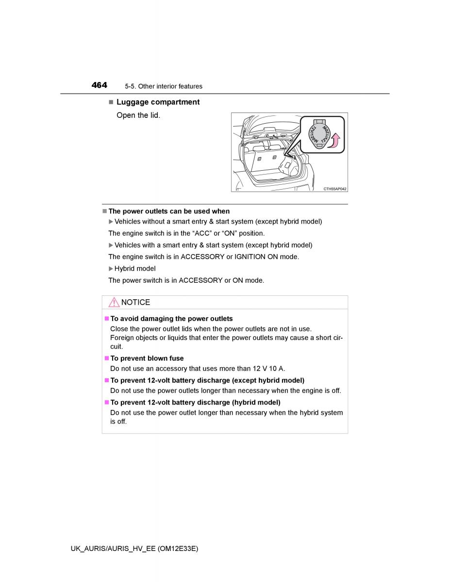 Toyota Auris II 2 owners manual / page 464