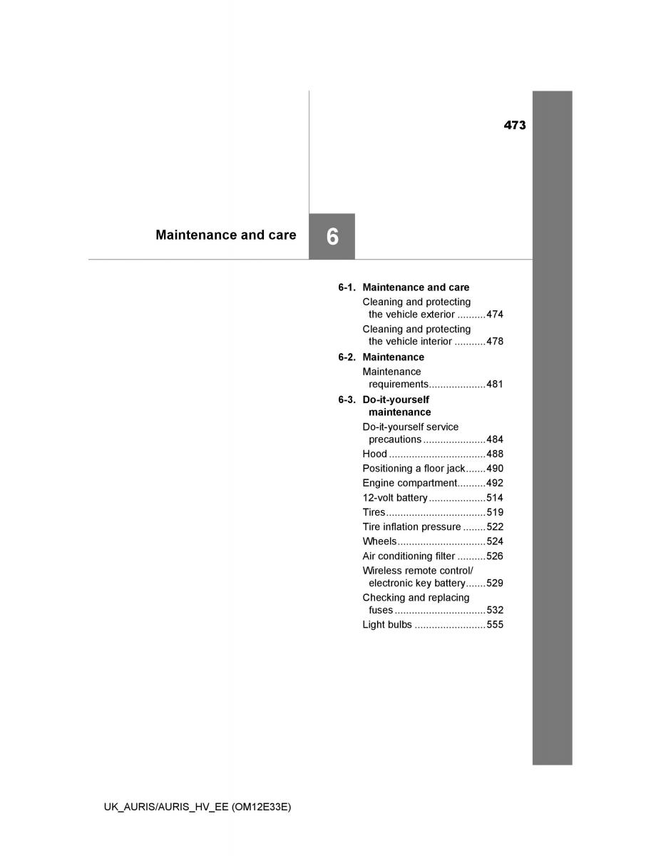 Toyota Auris II 2 owners manual / page 473