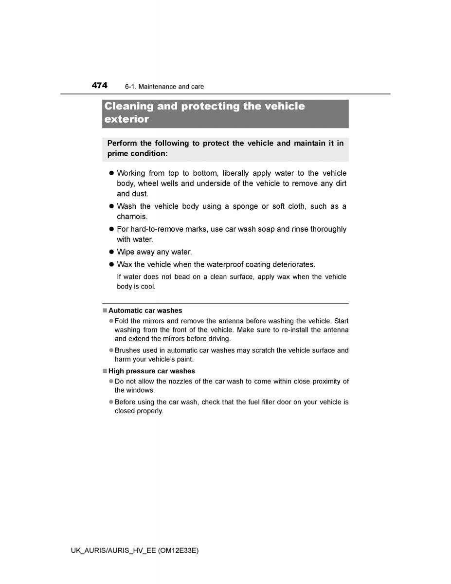 Toyota Auris II 2 owners manual / page 474