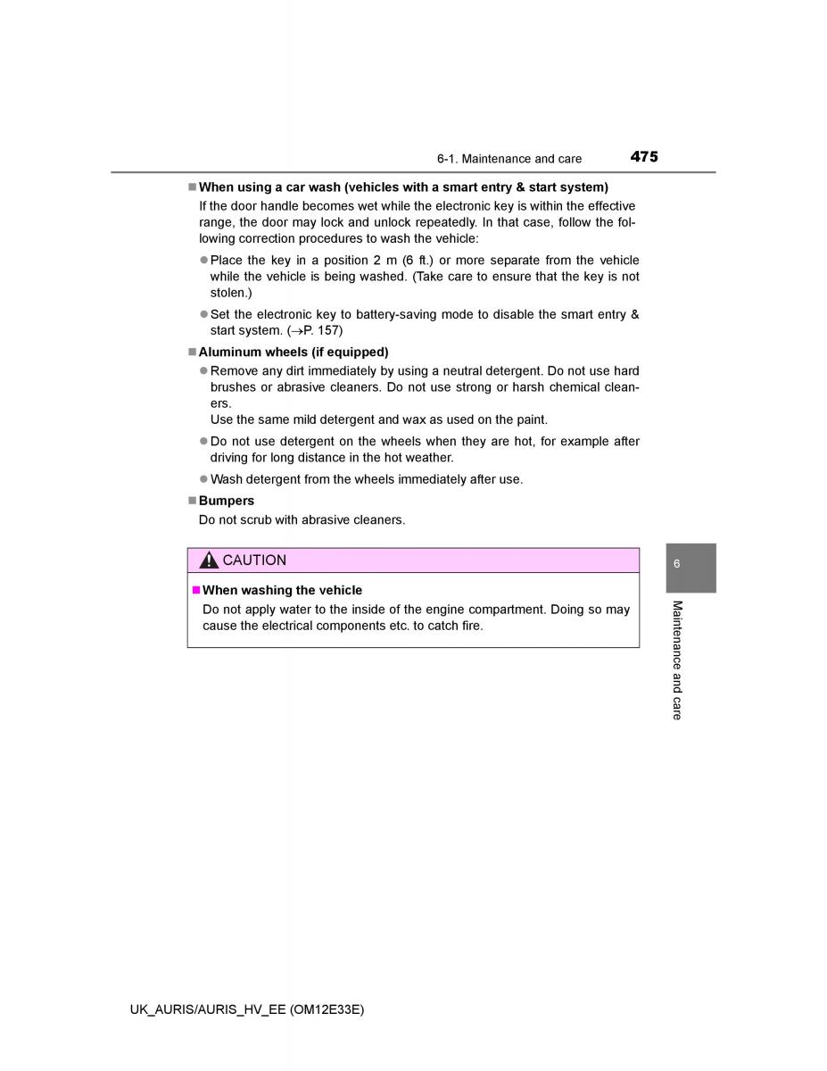 Toyota Auris II 2 owners manual / page 475