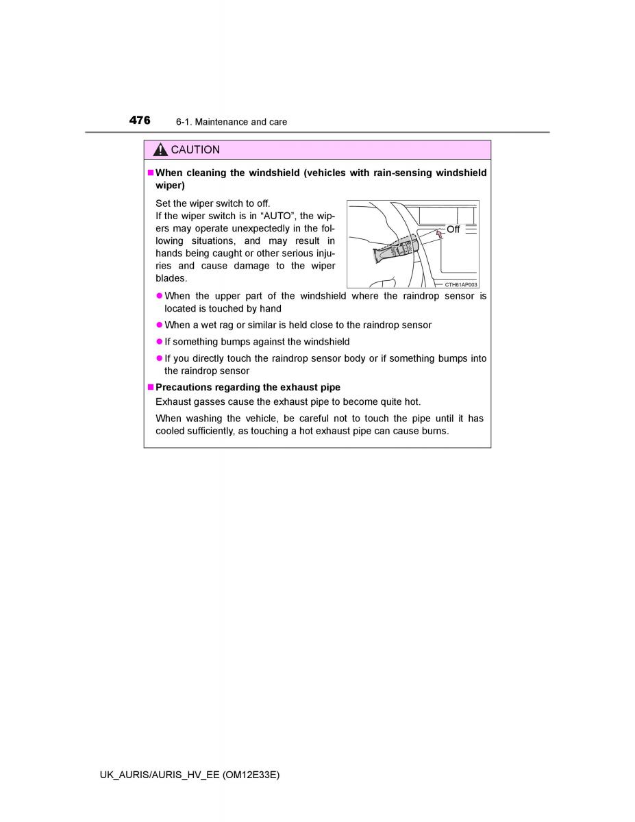 Toyota Auris II 2 owners manual / page 476