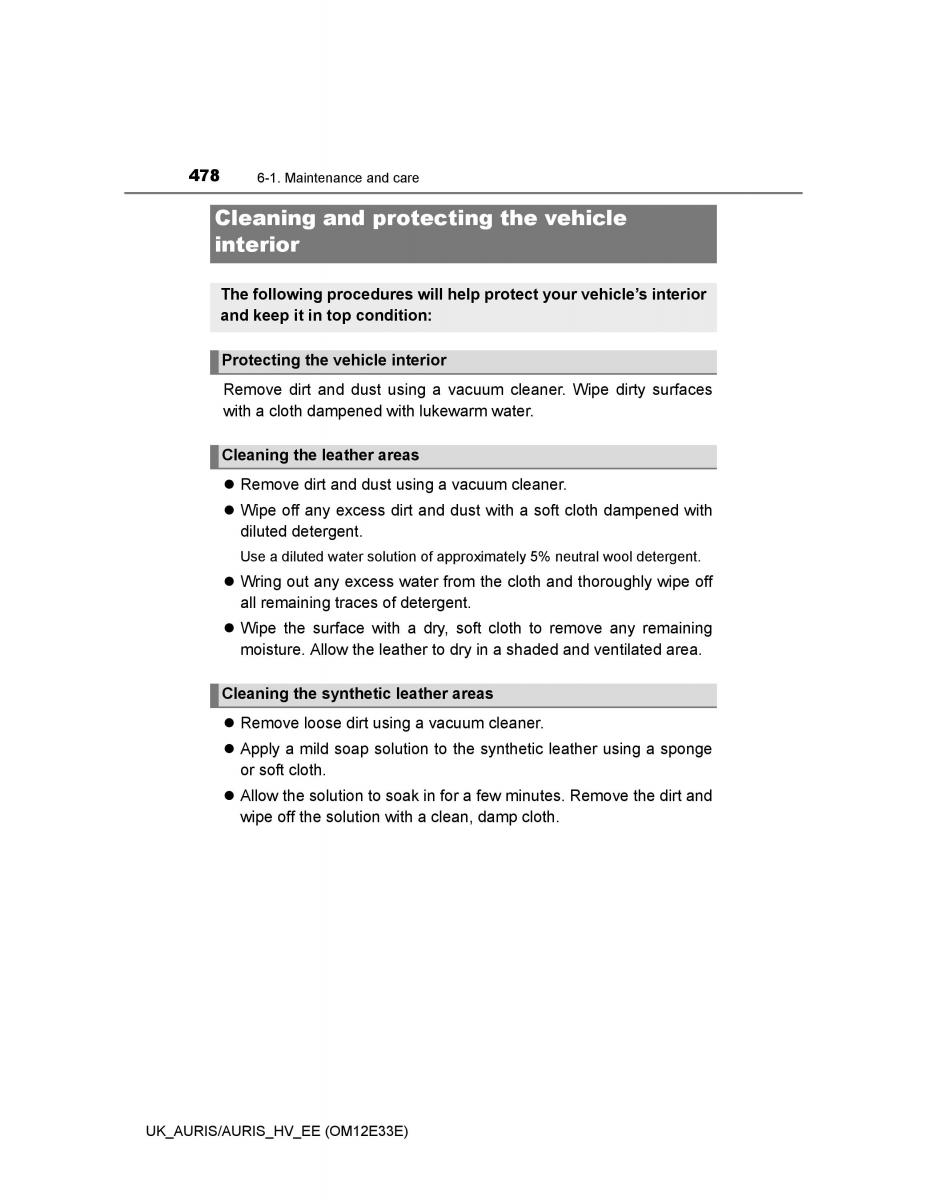 Toyota Auris II 2 owners manual / page 478