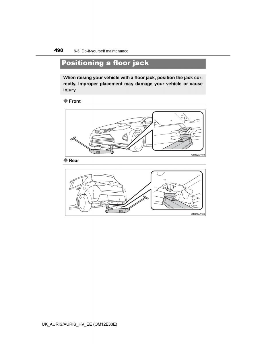 Toyota Auris II 2 owners manual / page 490