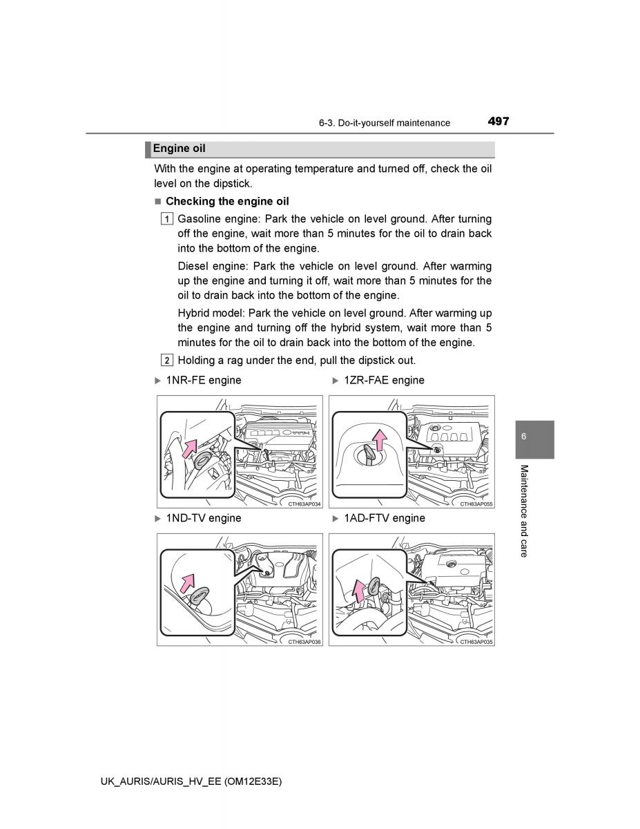 Toyota Auris II 2 owners manual / page 497