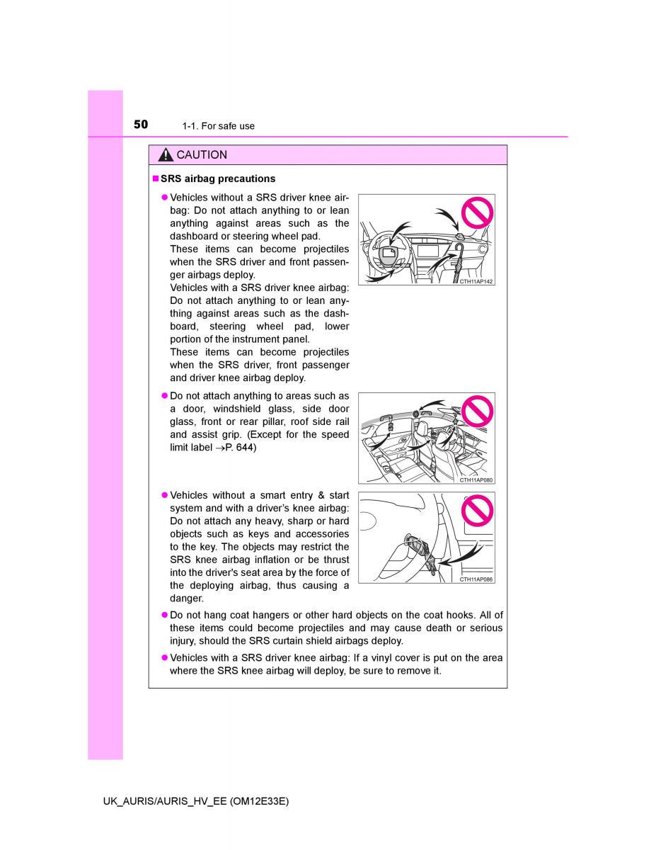 Toyota Auris II 2 owners manual / page 50