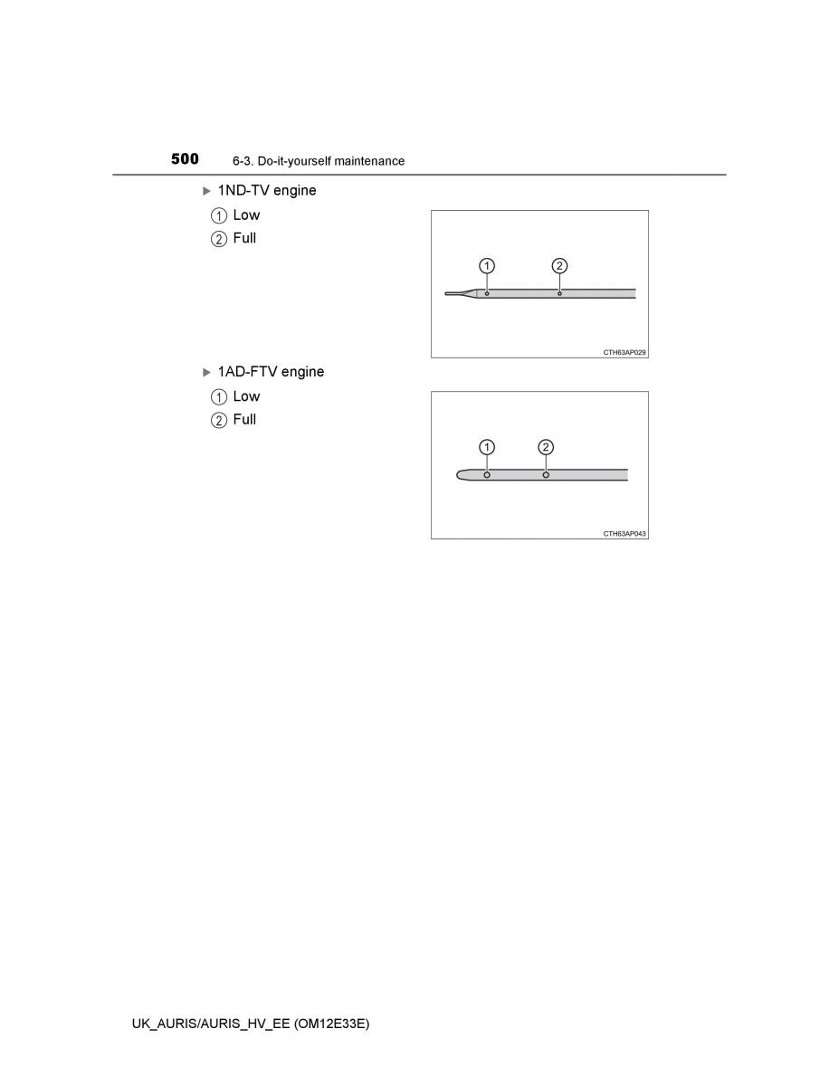 Toyota Auris II 2 owners manual / page 500