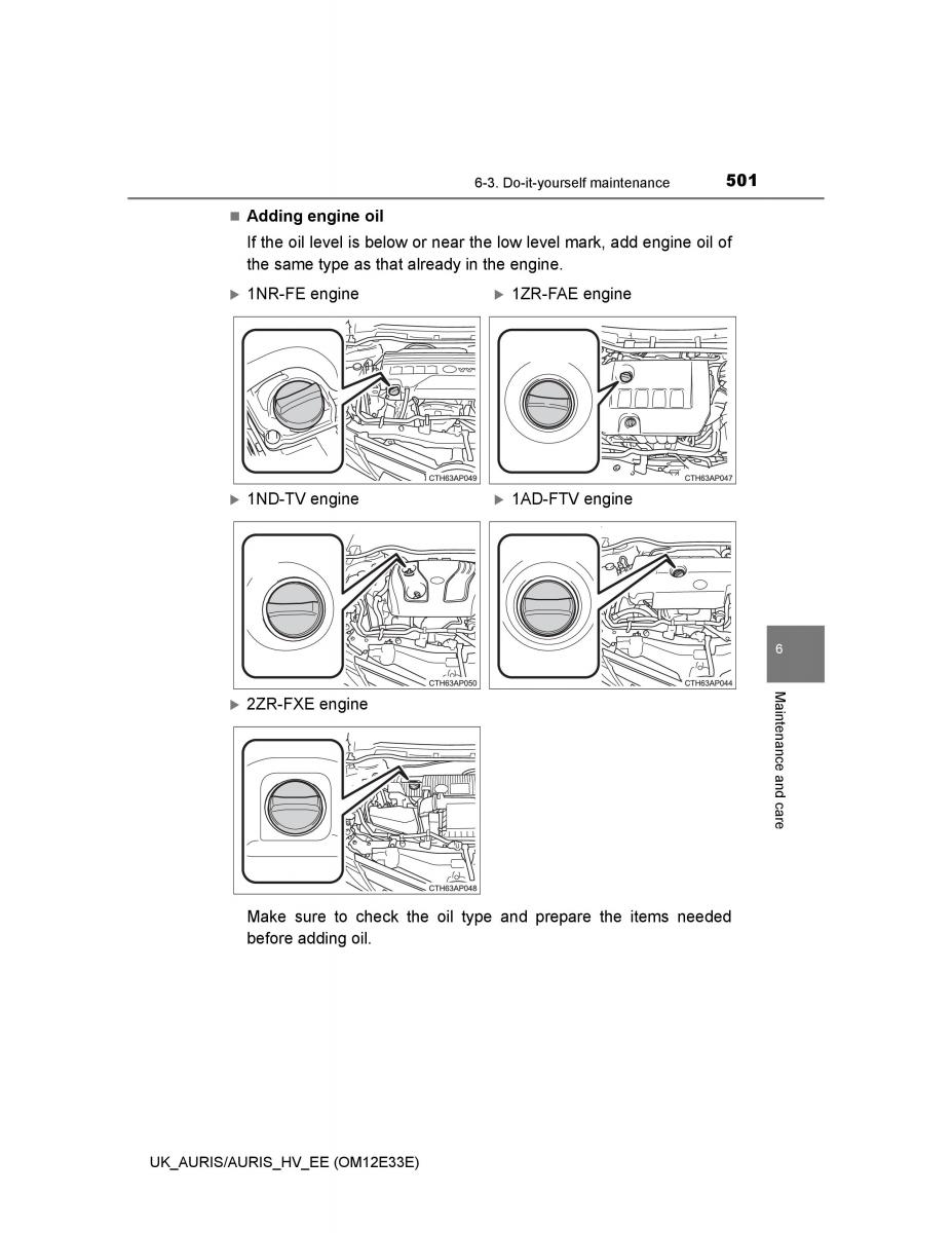 Toyota Auris II 2 owners manual / page 501