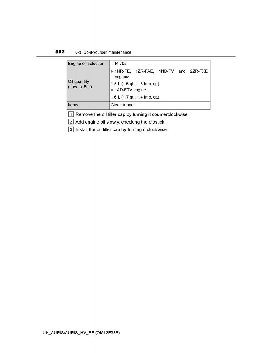 Toyota Auris II 2 owners manual / page 502