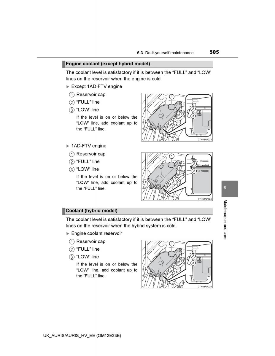 Toyota Auris II 2 owners manual / page 505