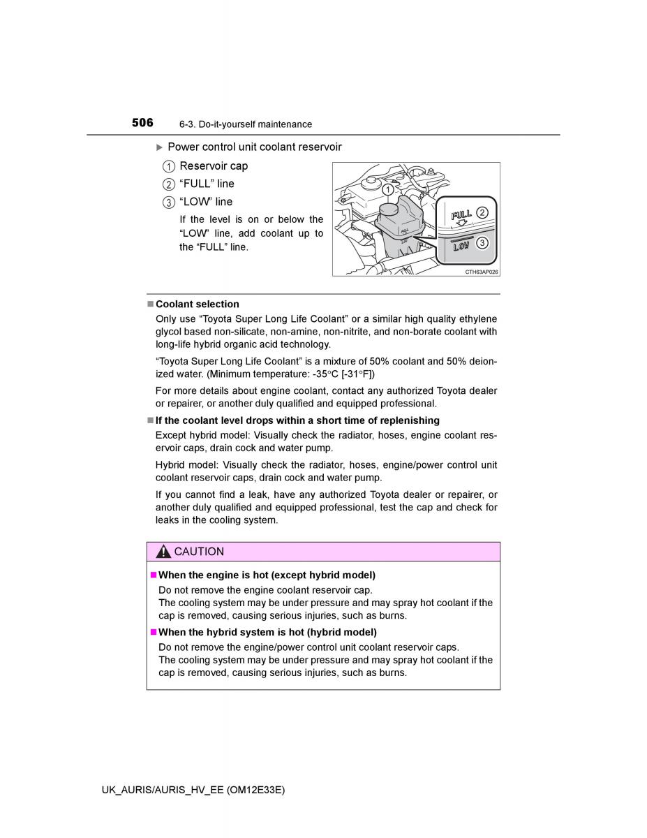 Toyota Auris II 2 owners manual / page 506