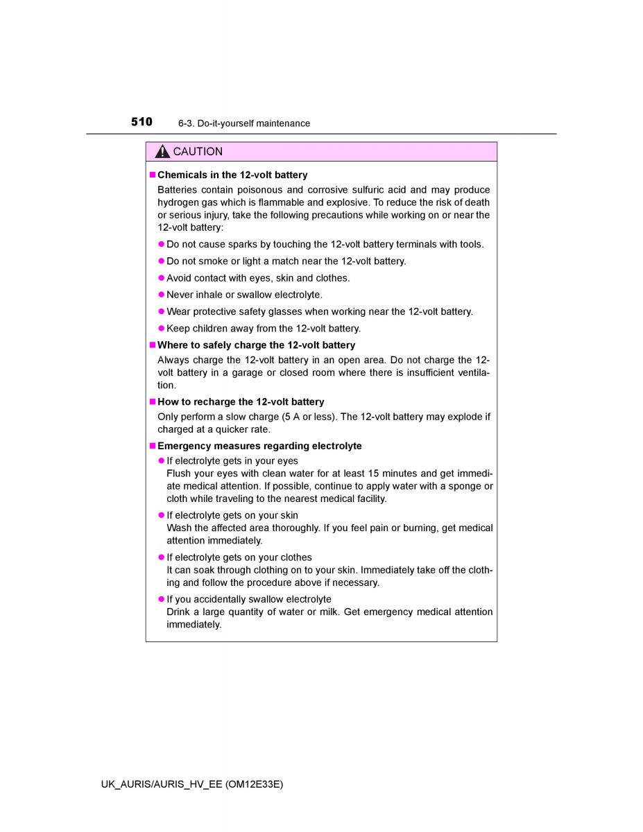 Toyota Auris II 2 owners manual / page 510