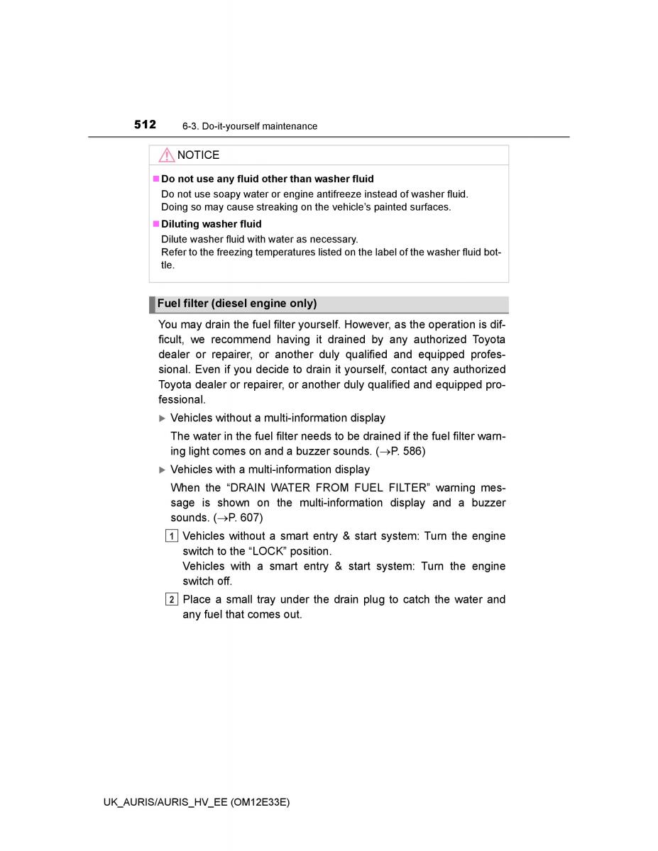 Toyota Auris II 2 owners manual / page 512