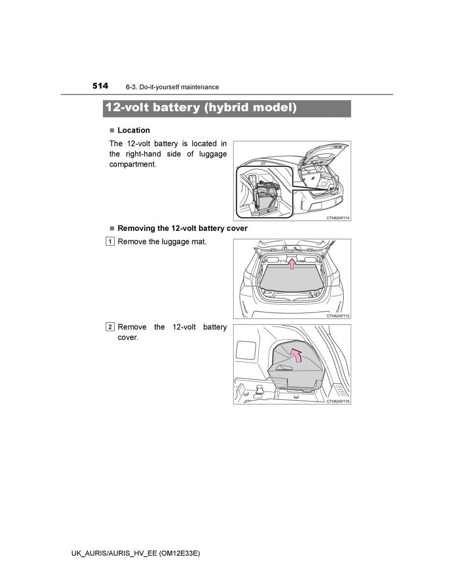 Toyota Auris II 2 owners manual / page 514