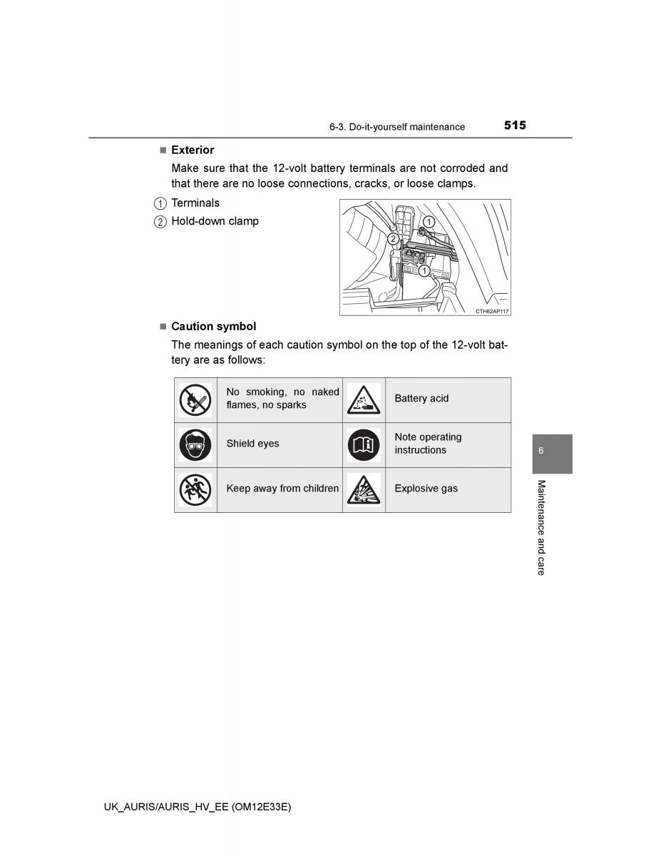 Toyota Auris II 2 owners manual / page 515