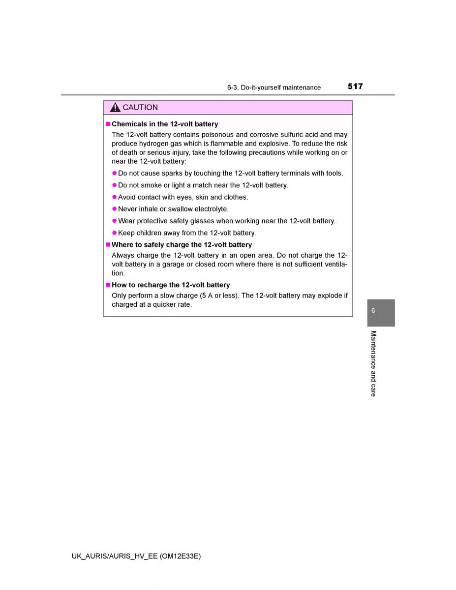 Toyota Auris II 2 owners manual / page 517