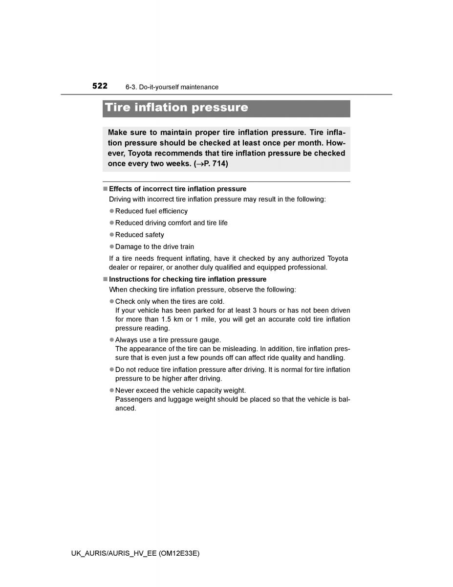 Toyota Auris II 2 owners manual / page 522