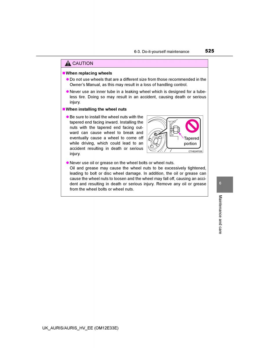 Toyota Auris II 2 owners manual / page 525