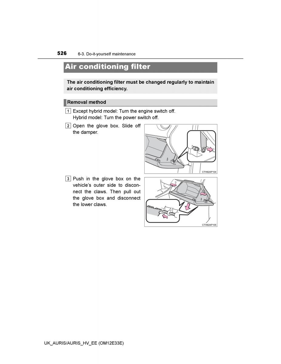 Toyota Auris II 2 owners manual / page 526