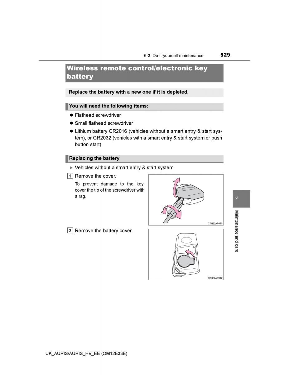 Toyota Auris II 2 owners manual / page 529