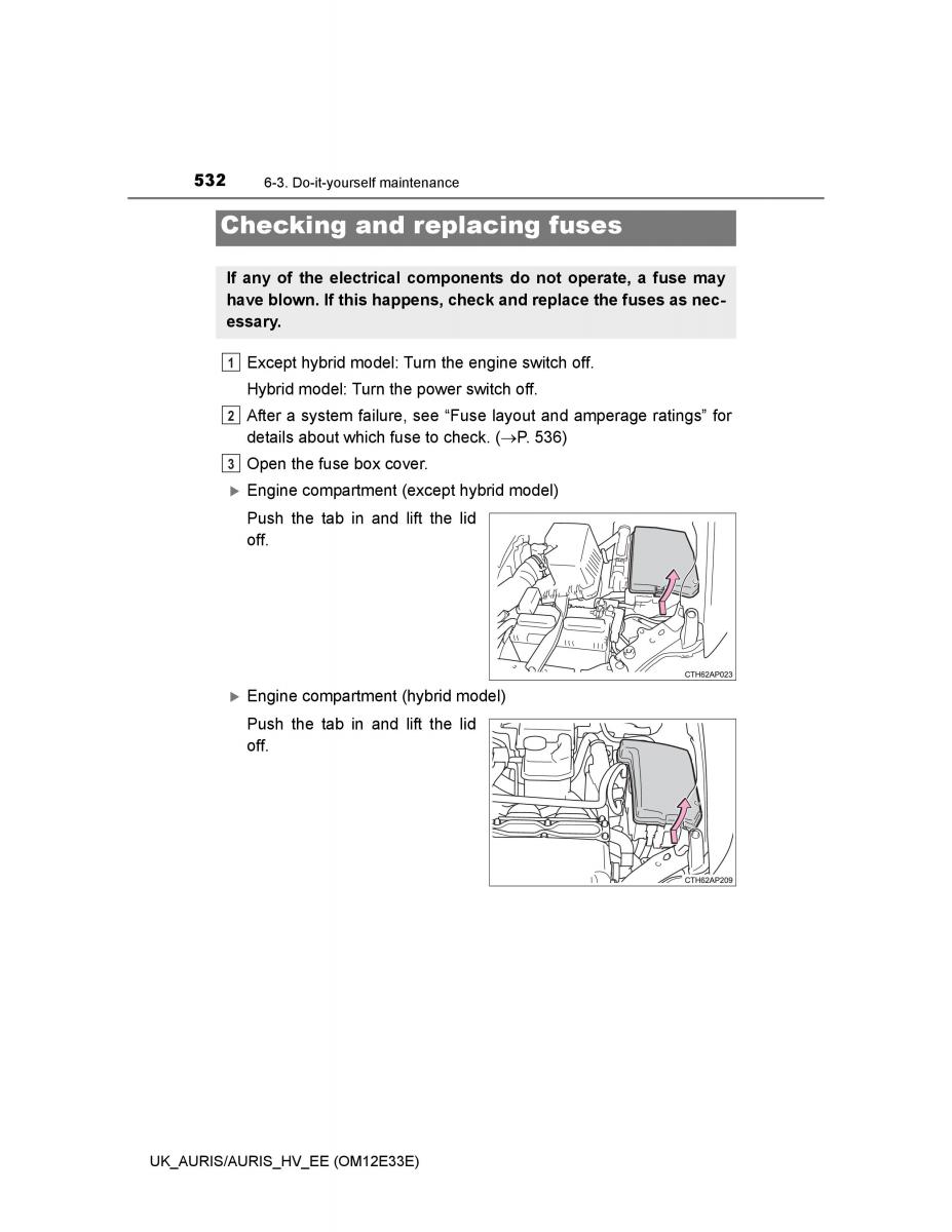 Toyota Auris II 2 owners manual / page 532