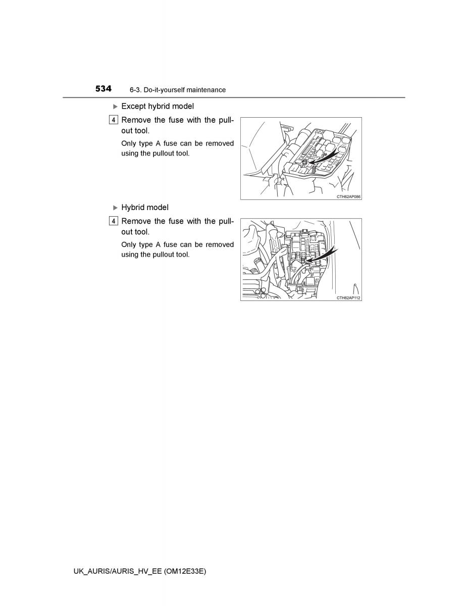 Toyota Auris II 2 owners manual / page 534