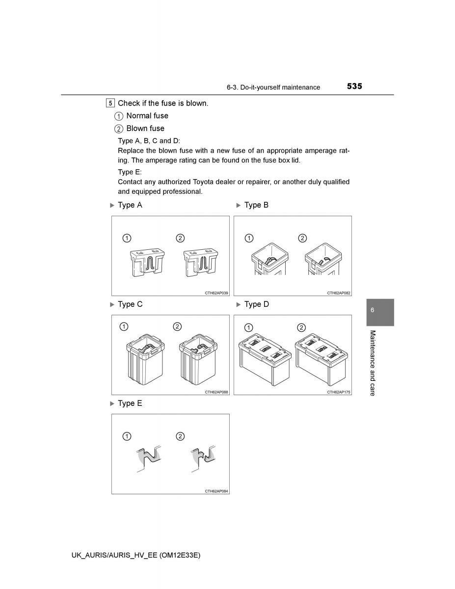 Toyota Auris II 2 owners manual / page 535