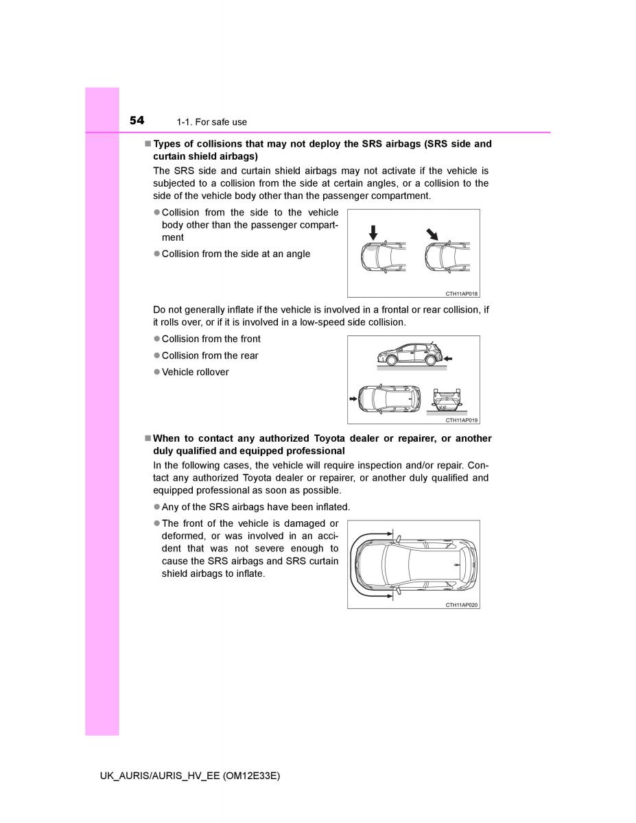 Toyota Auris II 2 owners manual / page 54