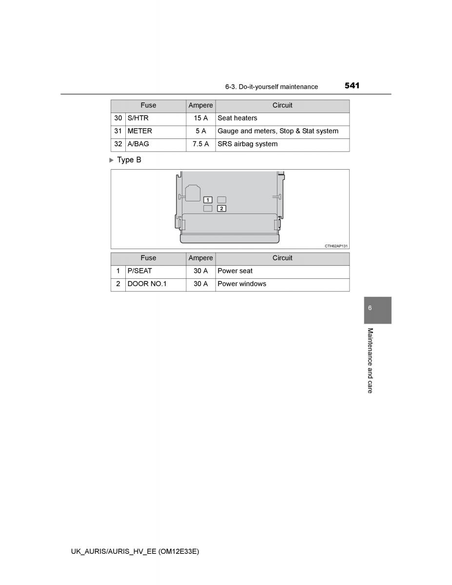 Toyota Auris II 2 owners manual / page 541