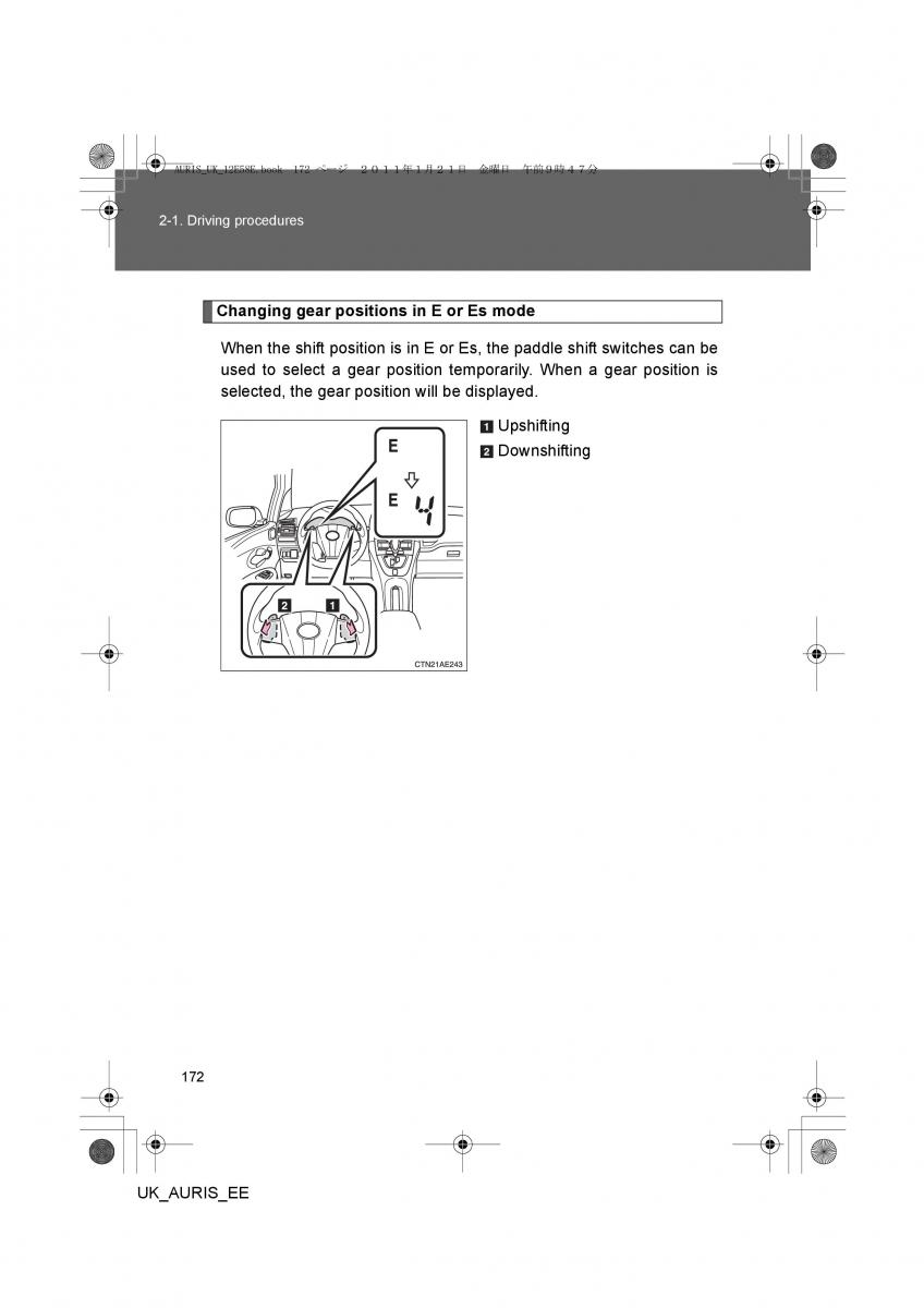 Toyota Auris I 1 owners manual / page 172