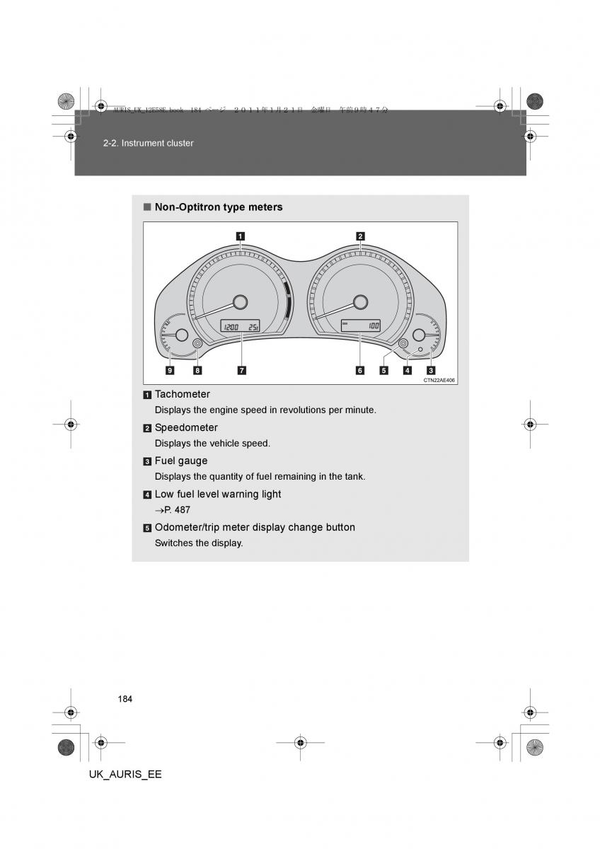 Toyota Auris I 1 owners manual / page 184