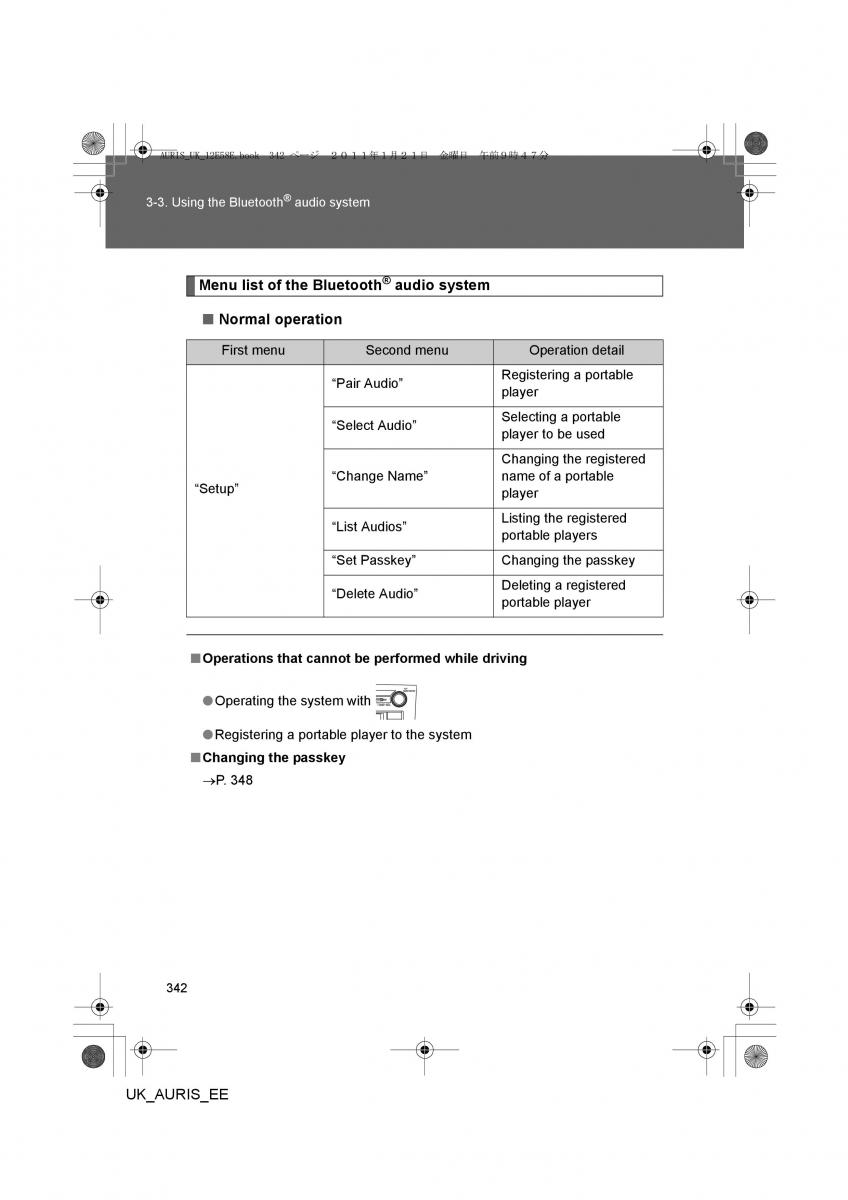 Toyota Auris I 1 owners manual / page 342