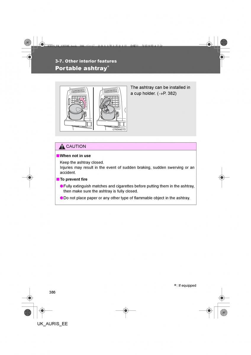 Toyota Auris I 1 owners manual / page 386