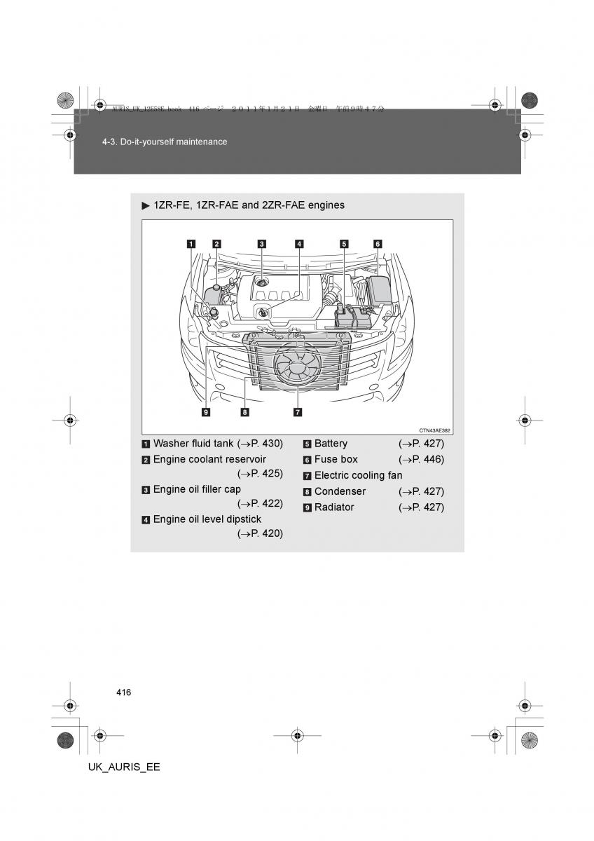 Toyota Auris I 1 owners manual / page 416