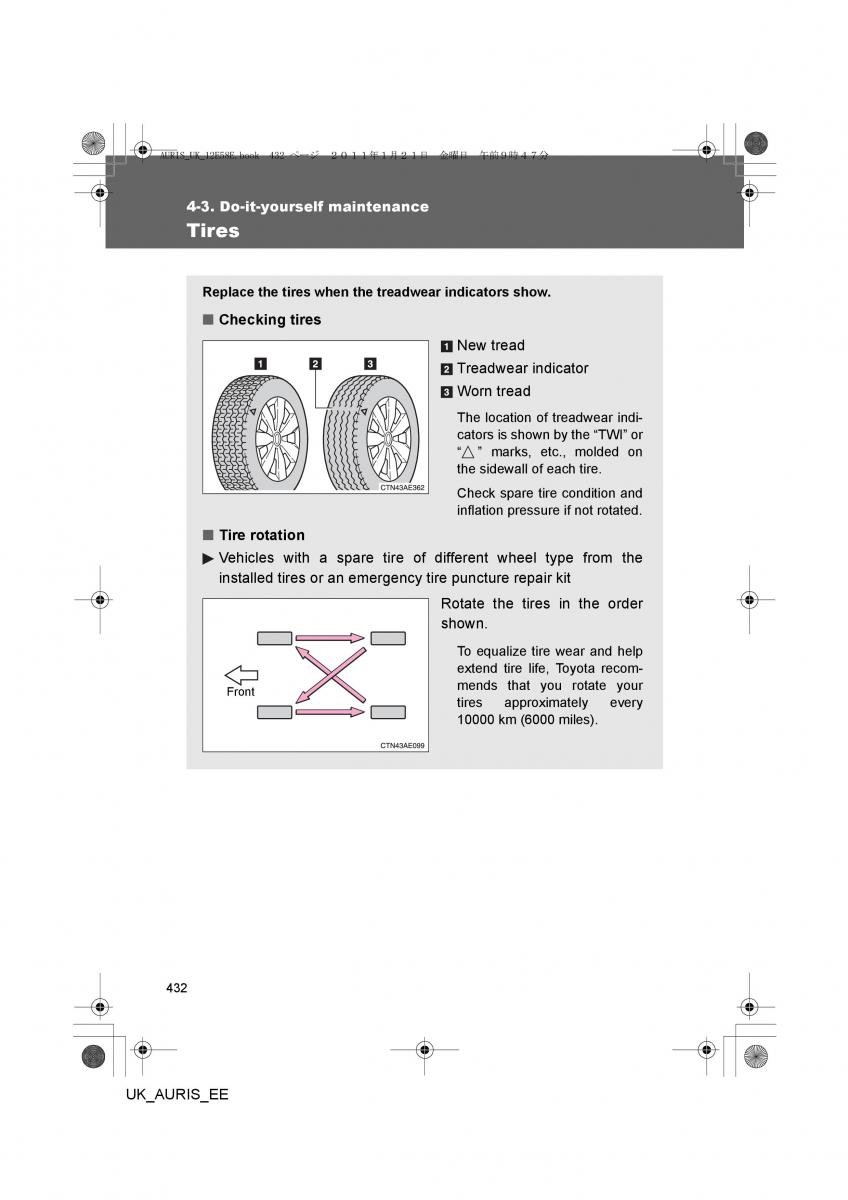 Toyota Auris I 1 owners manual / page 432