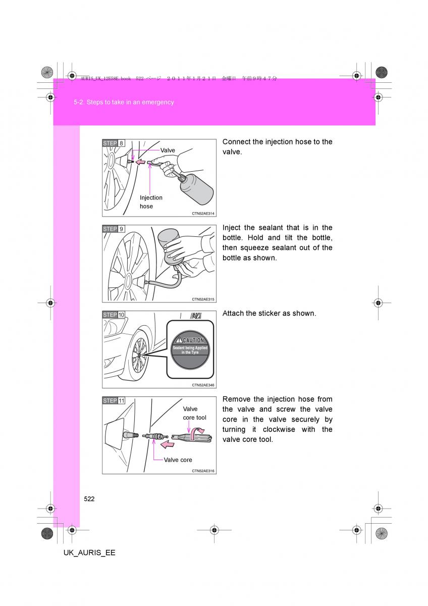 Toyota Auris I 1 owners manual / page 522