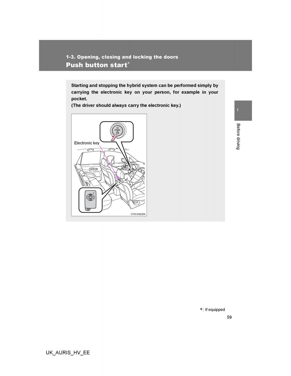 Toyota Auris Hybrid I 1 owners manual / page 59