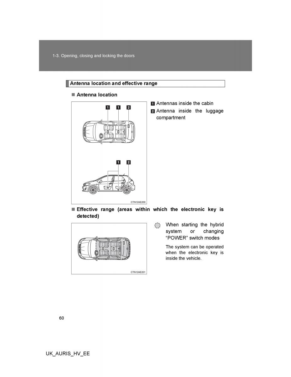 Toyota Auris Hybrid I 1 owners manual / page 60