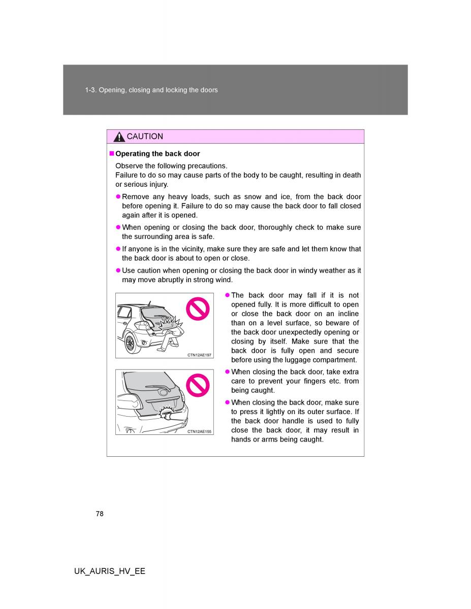 Toyota Auris Hybrid I 1 owners manual / page 78