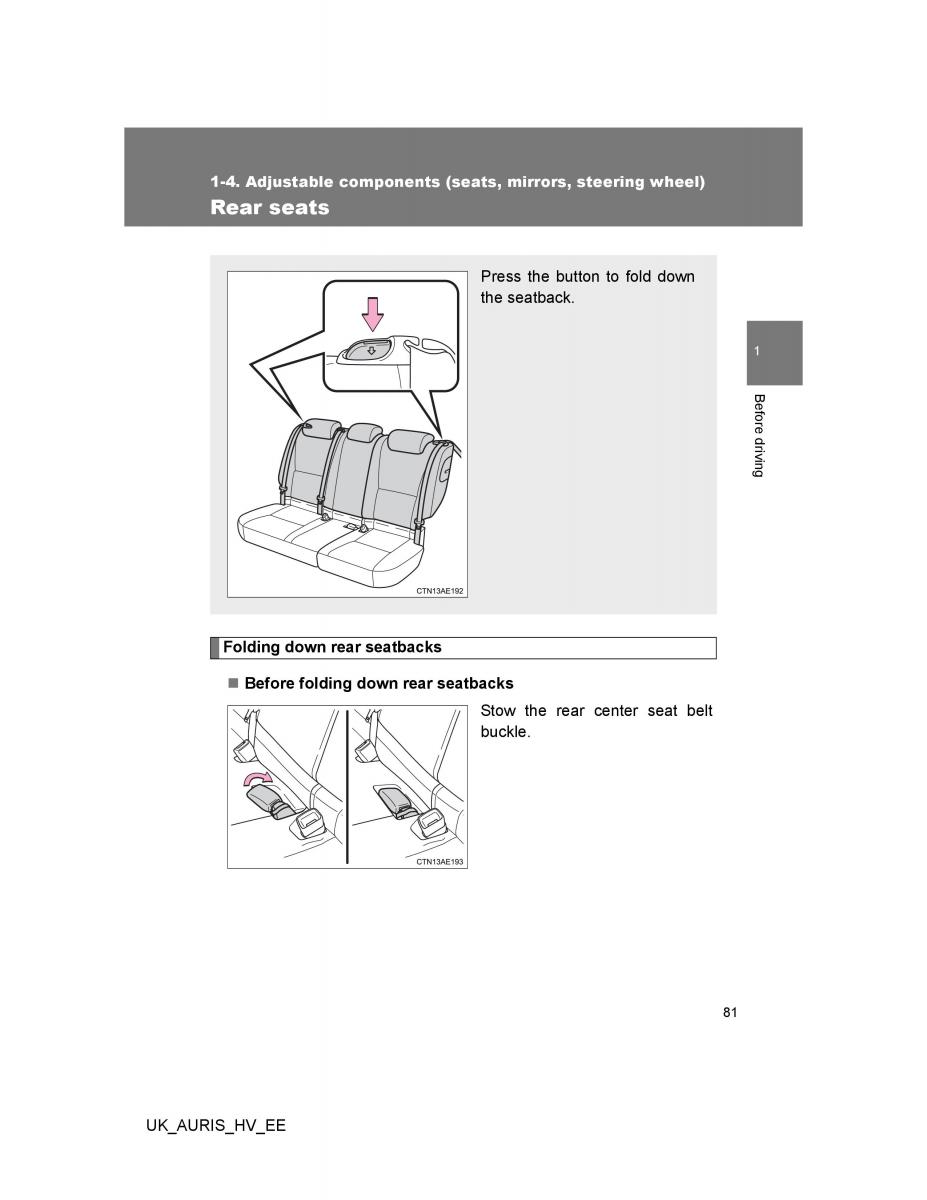 Toyota Auris Hybrid I 1 owners manual / page 81