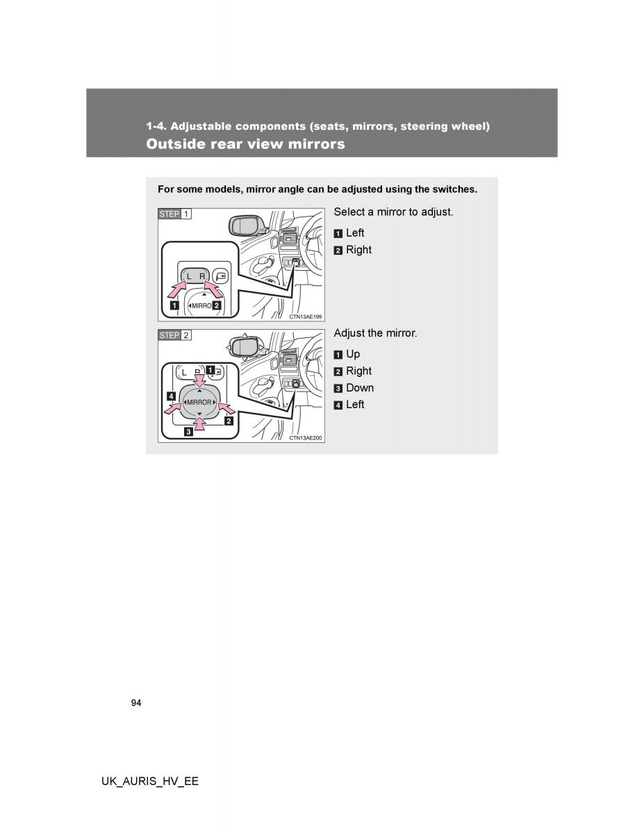 Toyota Auris Hybrid I 1 owners manual / page 94