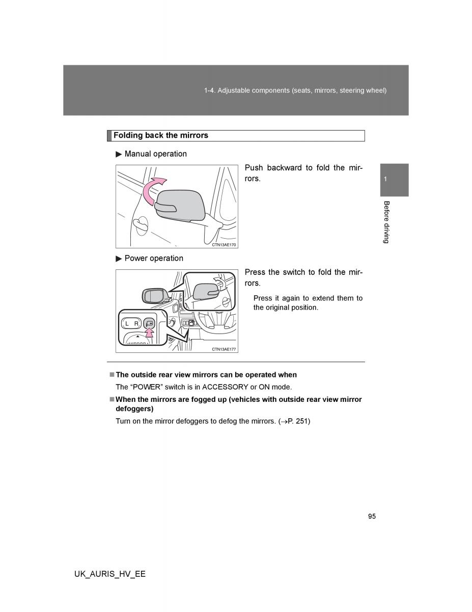 Toyota Auris Hybrid I 1 owners manual / page 95