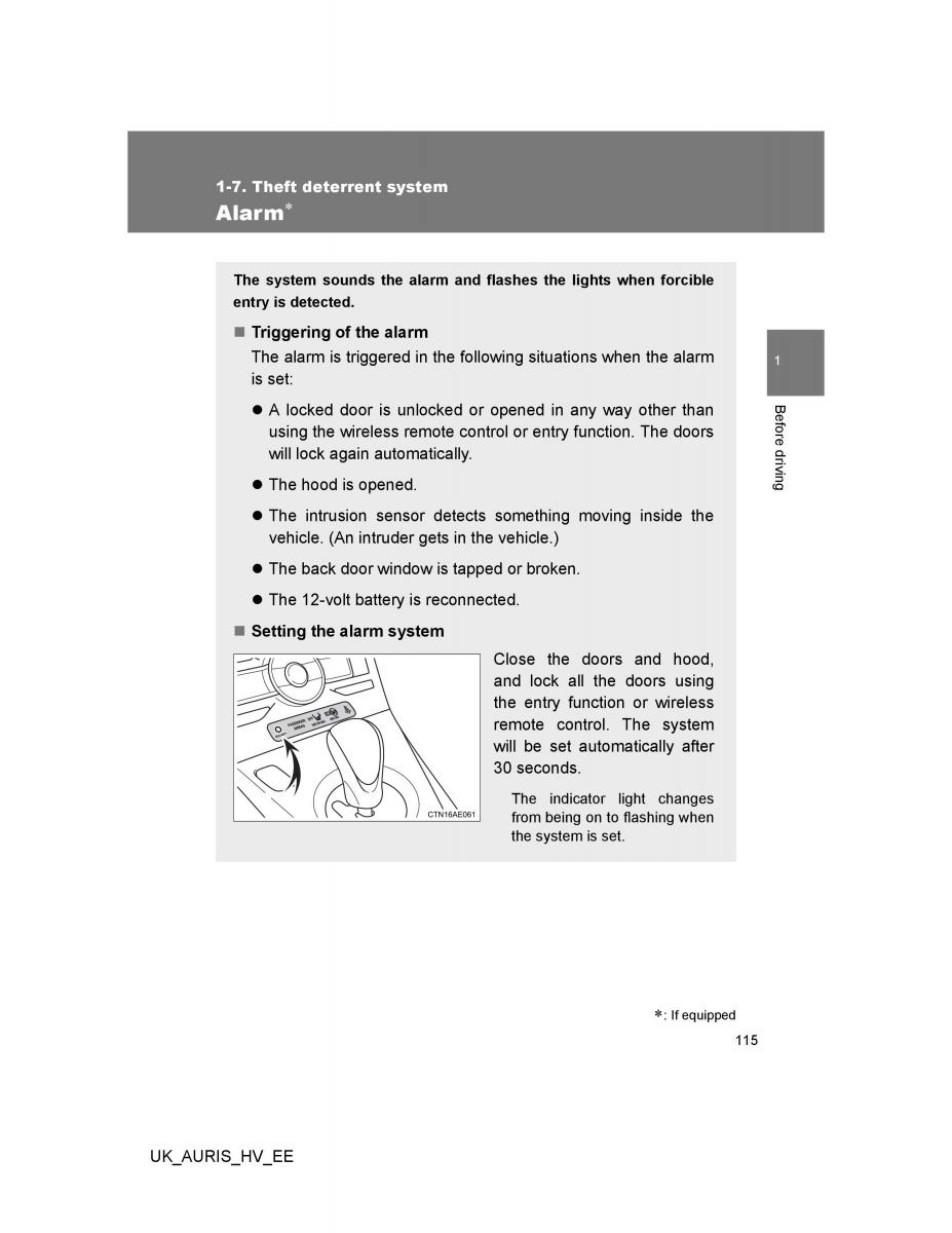 Toyota Auris Hybrid I 1 owners manual / page 115