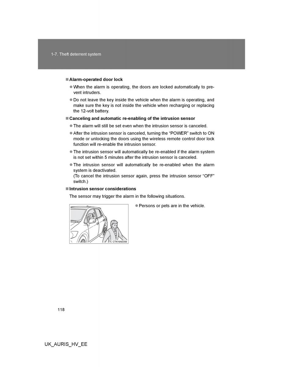 Toyota Auris Hybrid I 1 owners manual / page 118