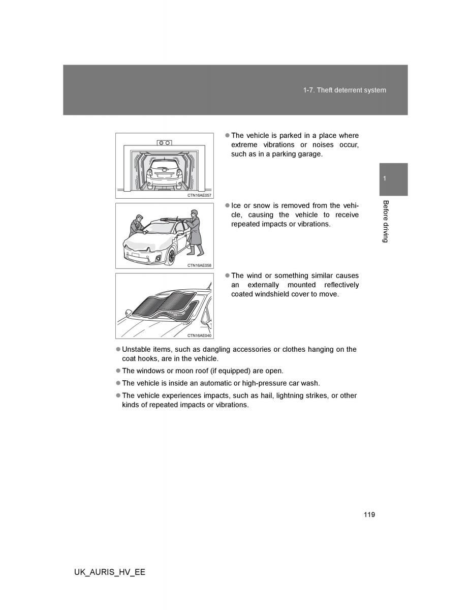 Toyota Auris Hybrid I 1 owners manual / page 119