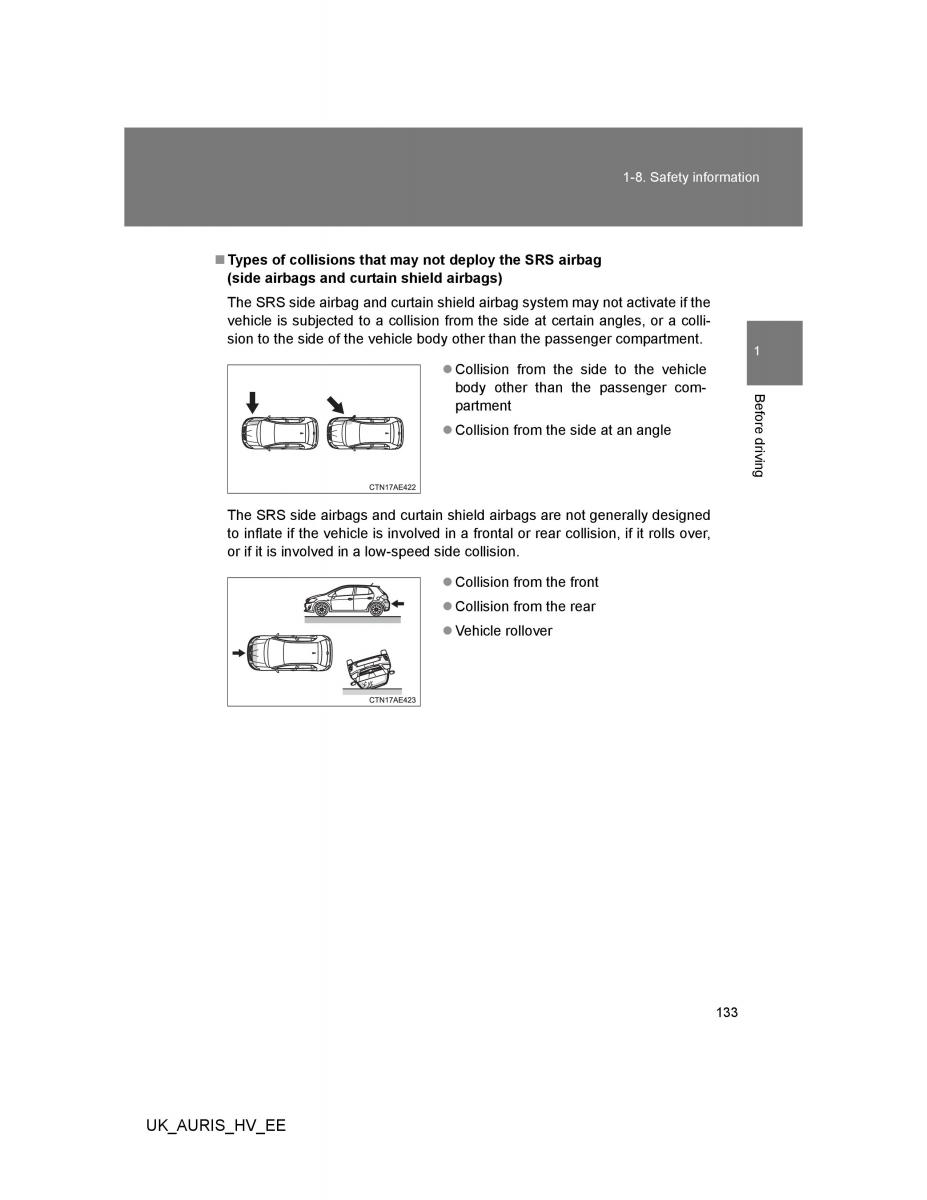 Toyota Auris Hybrid I 1 owners manual / page 133