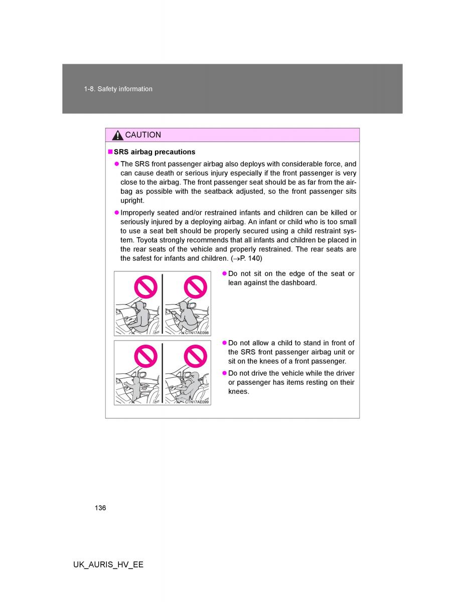 Toyota Auris Hybrid I 1 owners manual / page 136