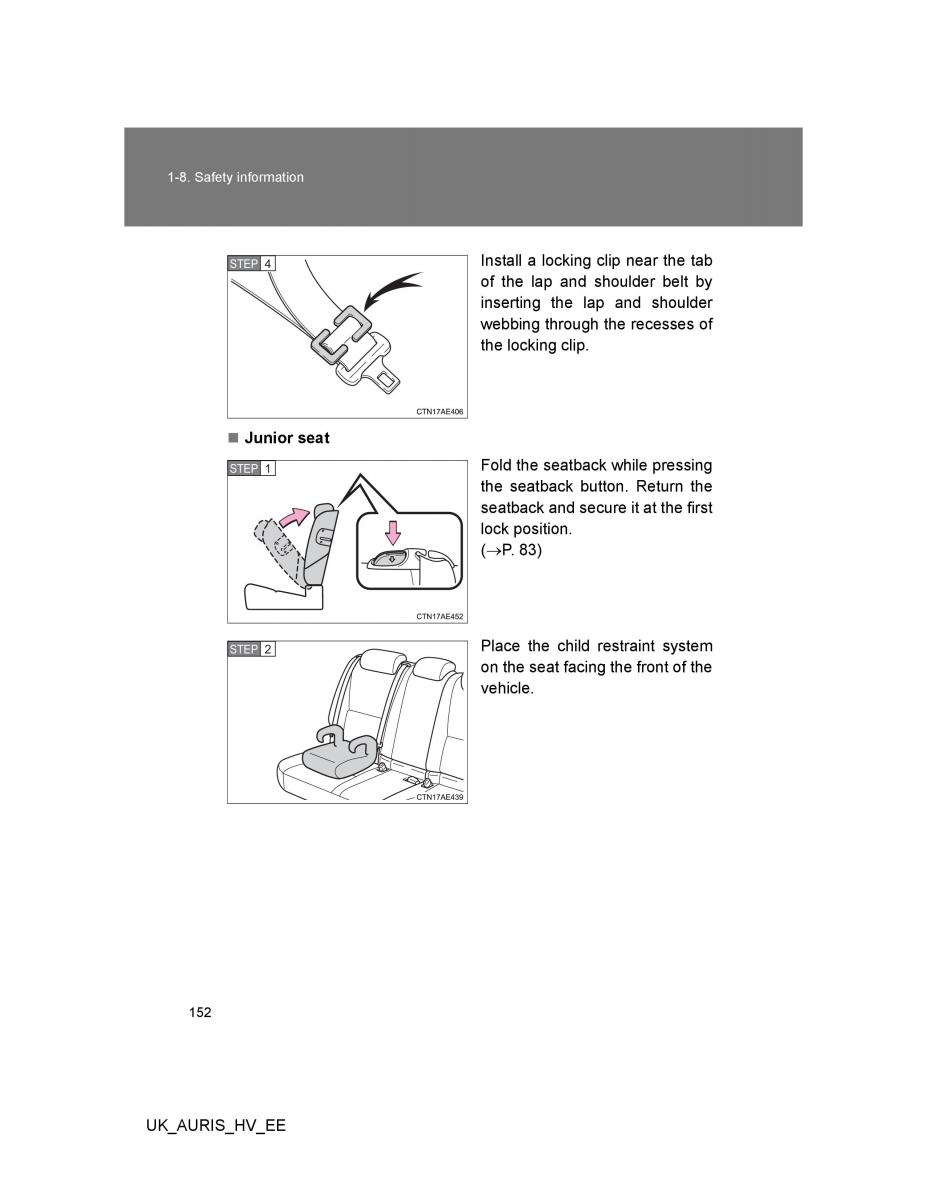 Toyota Auris Hybrid I 1 owners manual / page 152