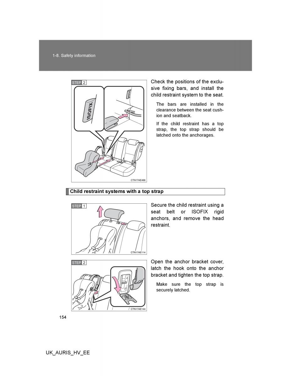 Toyota Auris Hybrid I 1 owners manual / page 154