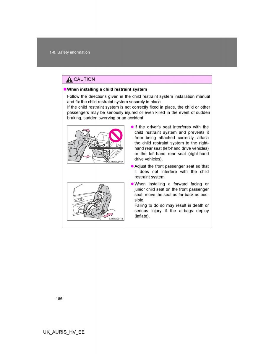 Toyota Auris Hybrid I 1 owners manual / page 156